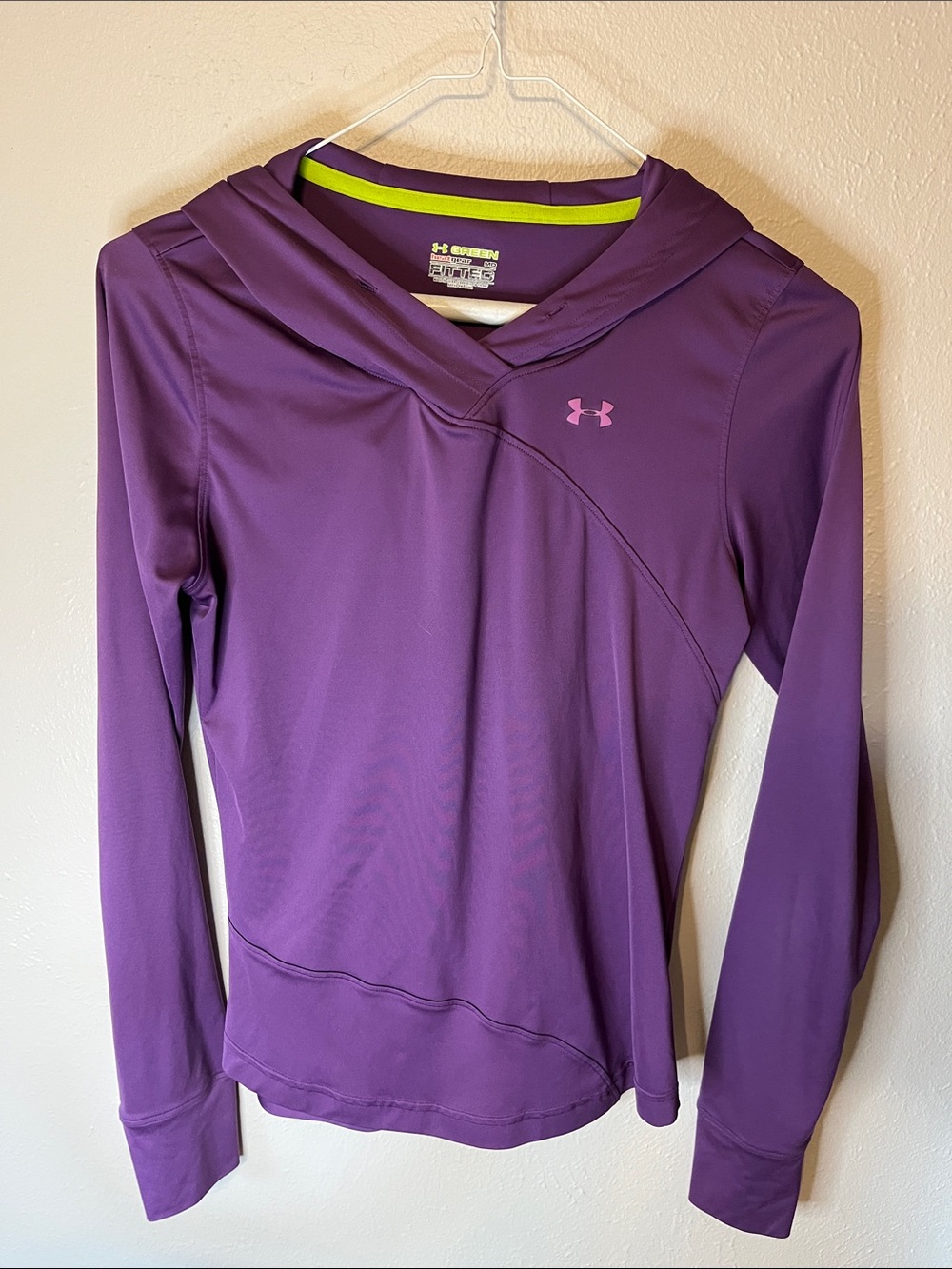 Under Armour Purple Hooded Performance Top with Pink Logo